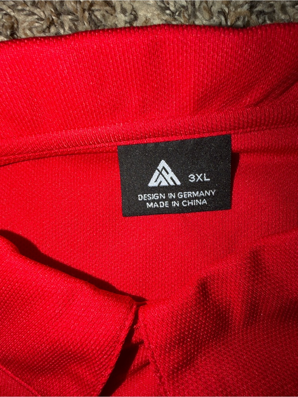 Red Polo Shirt with Black Logo Tag